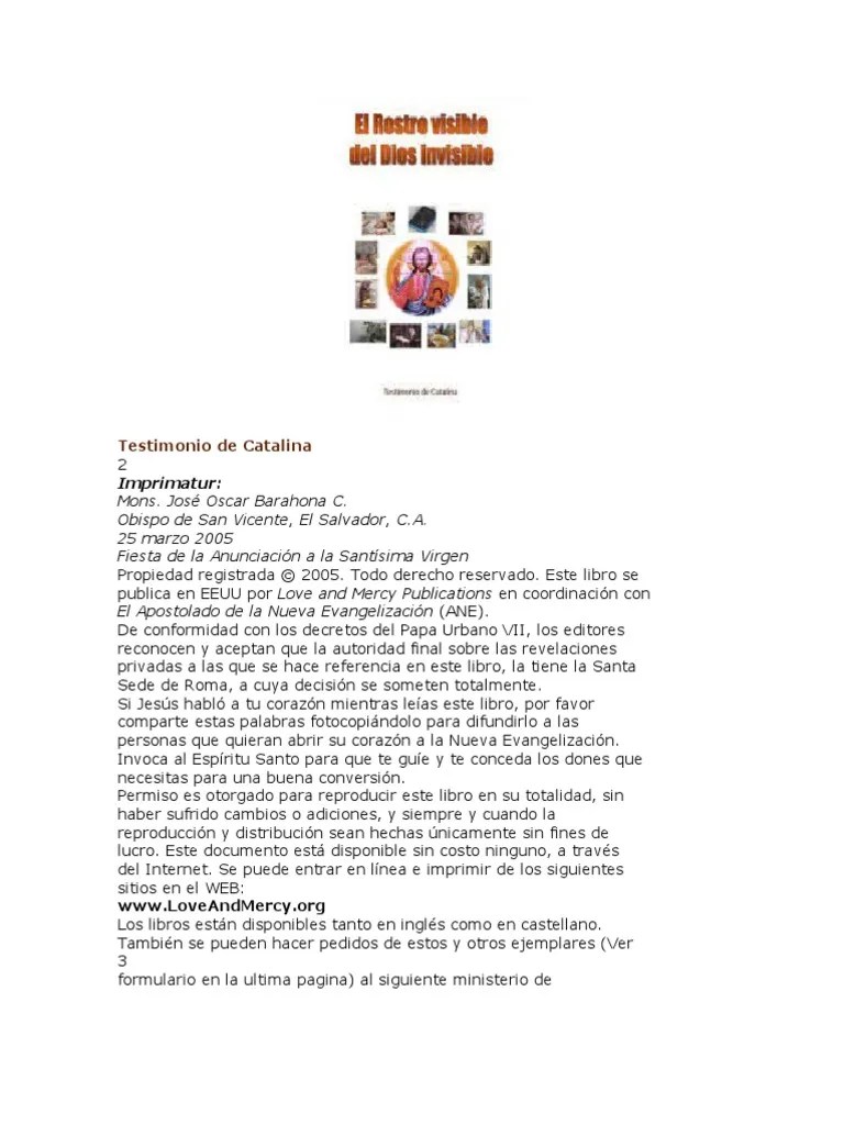 El Rostro Visible, Del Dios Invisible, Testimonio De Catalina Rivas ...
