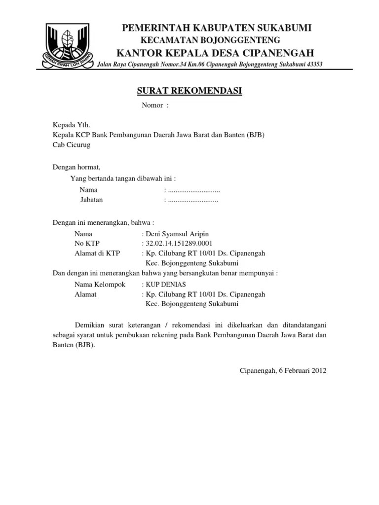 Kop surat bertujuan untuk menyampaikan maksud dan tujuan seseorang membuat surat . Contoh Surat Keterangan Untuk Buka Rekening Bank Mybloggieforbloggers