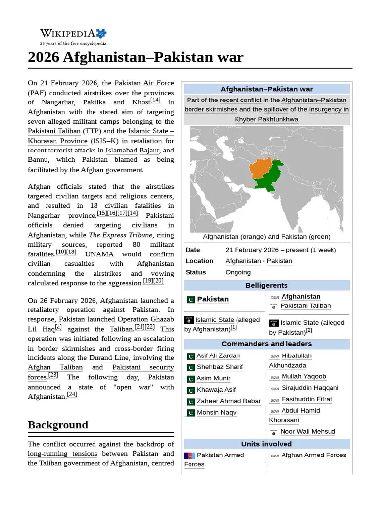 2026 Afghanistan Pakistan War PDF Afghanistan Pakistan Relations 1
