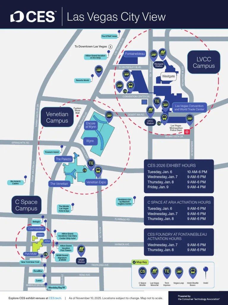 Ces 2026 Las Vegas City View Map PDF Las Vegas Strip Hospitality 1