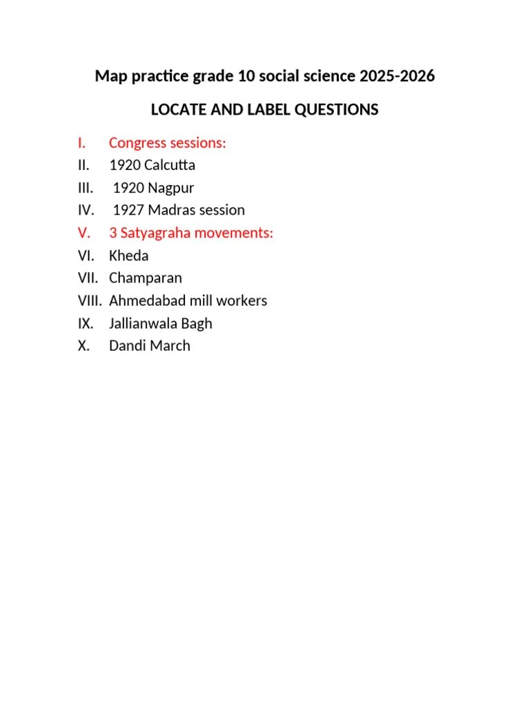 Map Practice Updated 2026 Board Exam 10 A 10 H PDF 1