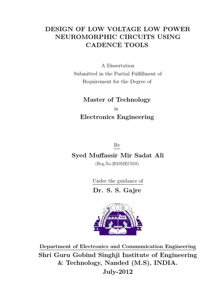 Design Of Low Voltage Low Power Neuromorphic Circuits Using