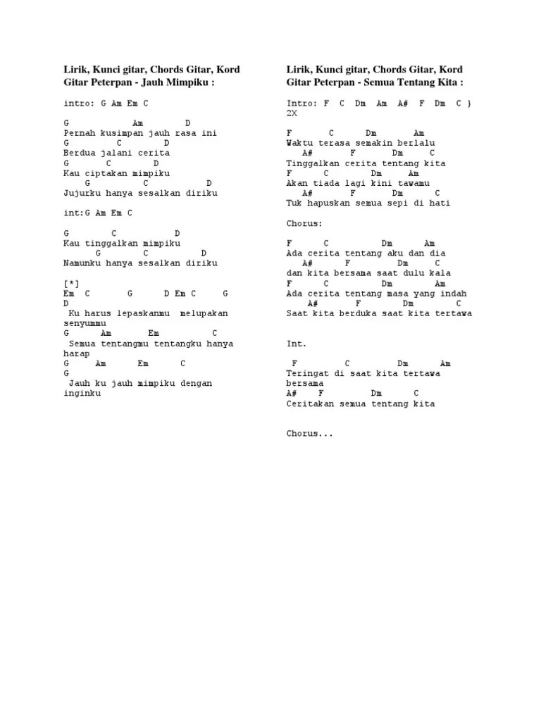Kunci Gitar Peterpan Kupu Kupu Malam Chordtela