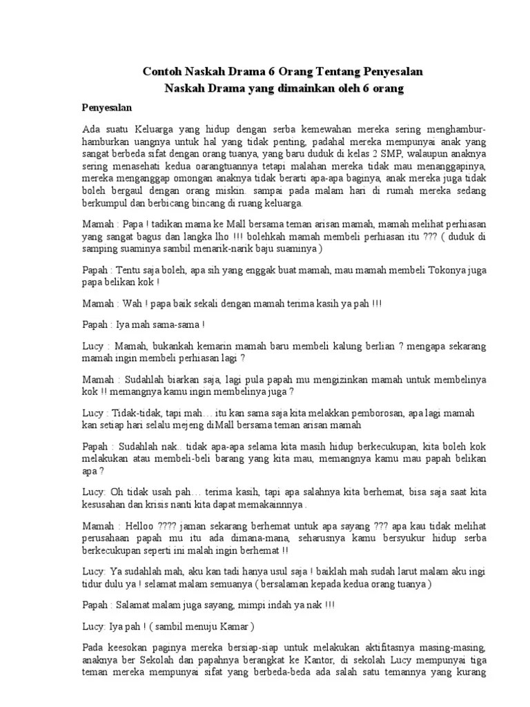 Contoh Naskah Drama Singkat Untuk 6 Orang Tentang Cute766