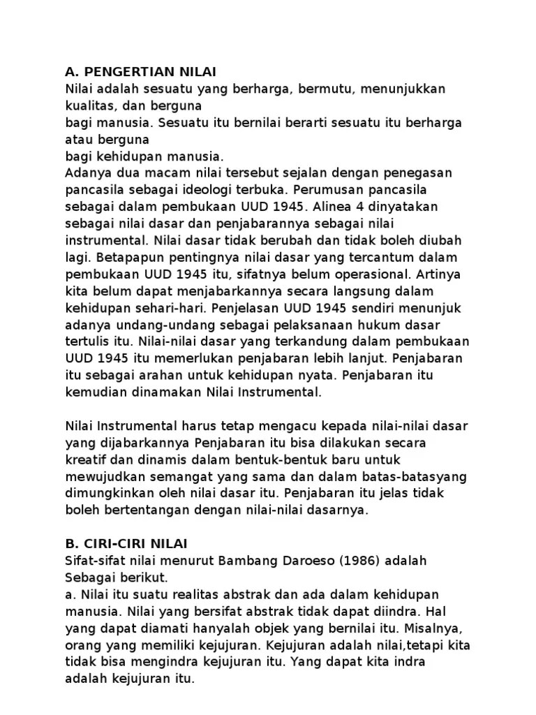 Pengertian Nilai | PDF
