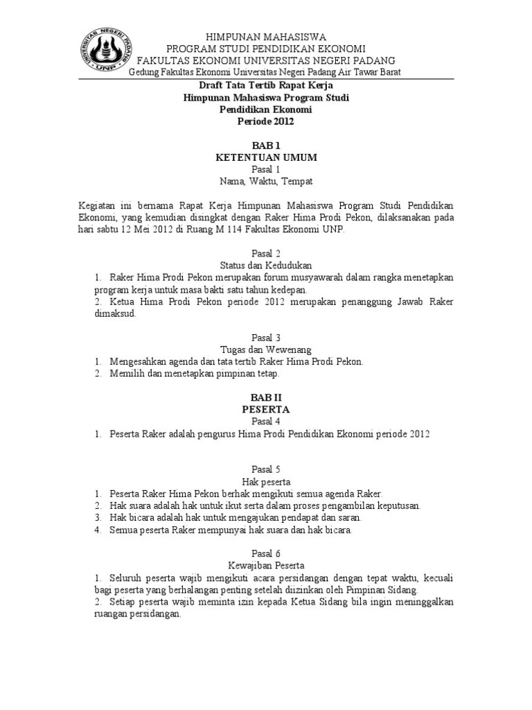 Draft Tata Tertib Rapat Kerja | PDF