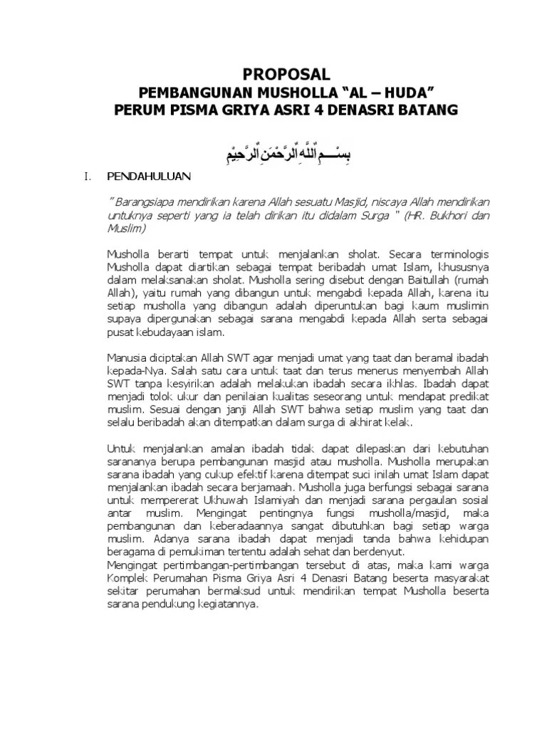 Mushala yang butuh bantuan dana operasional. Contoh Proposal Permohonan Bantuan Dana Pembangunan Masjid Doc Berbagi Contoh Proposal