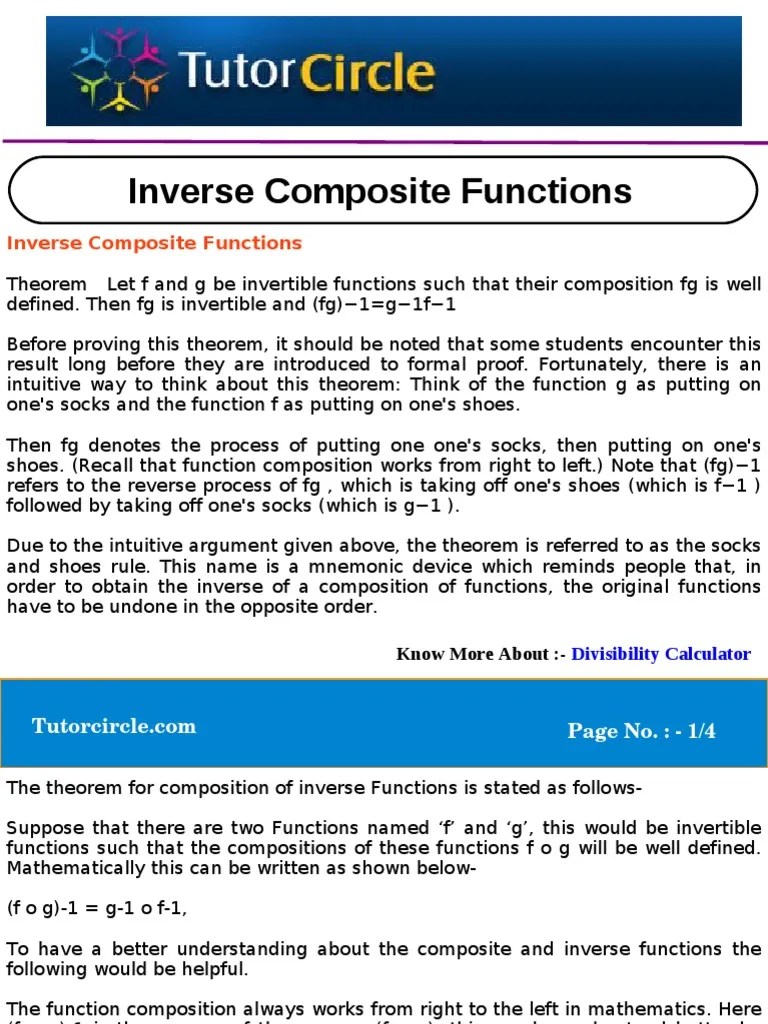 Inverse Composite Functions | PDF | Function (Mathematics) | Abstract ...