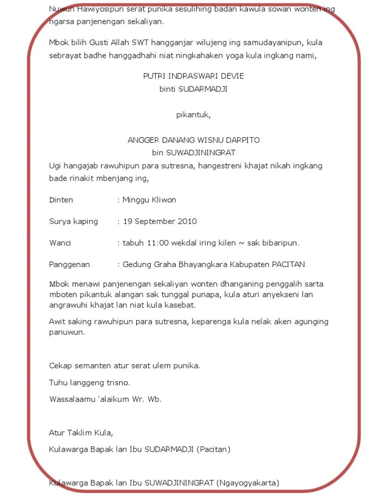 Undangan khitanan balikpapan photo consequences. Tuladha Layang Ulem Cara Golden