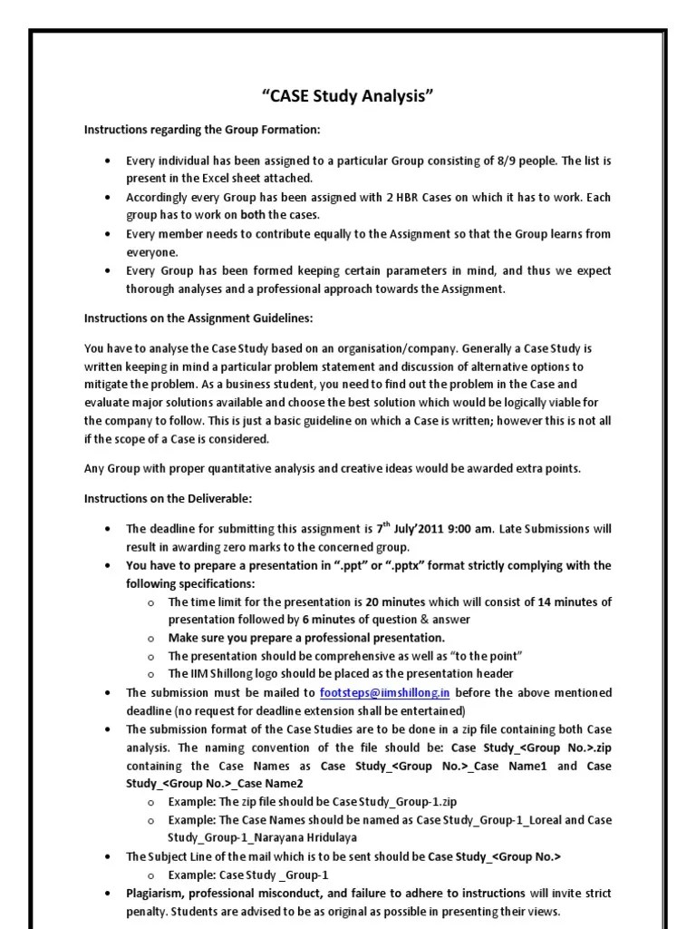 Instructions For Case Study Analysis | PDF | Case Study | Zip (File Format)