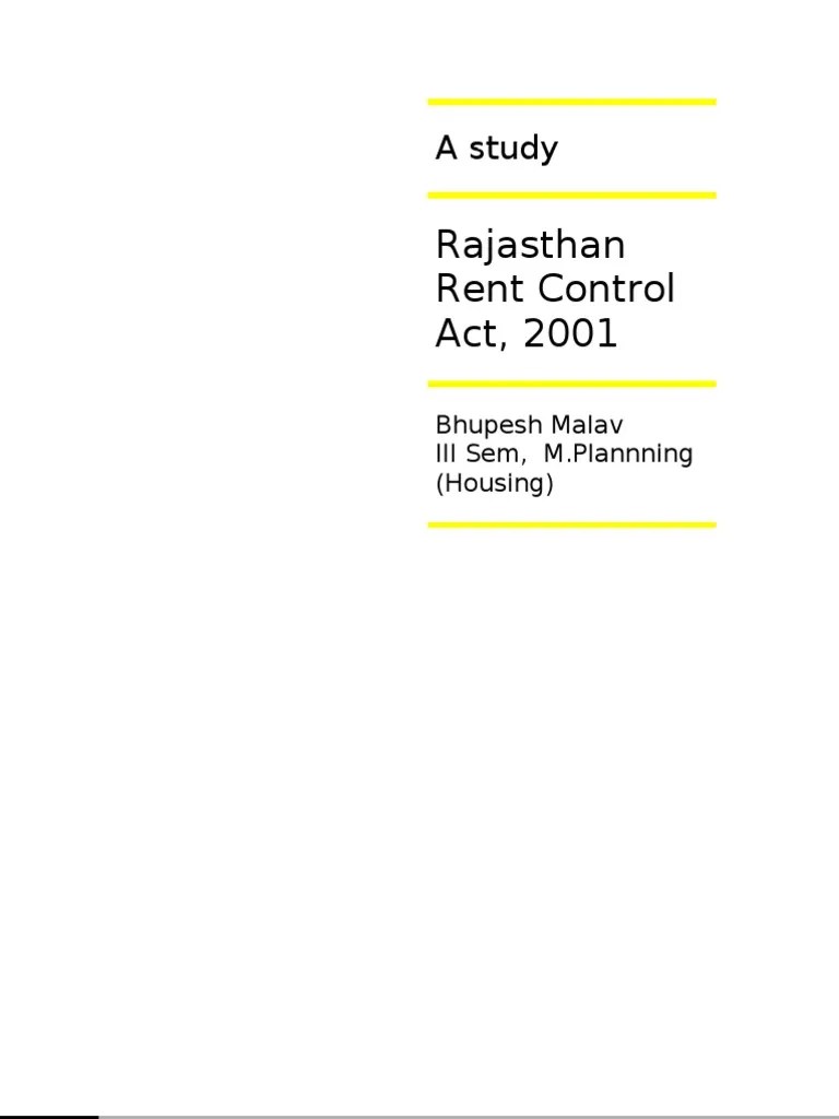 An Analysis Of The Key Provisions And Chapters Of The Rajasthan Rent ...