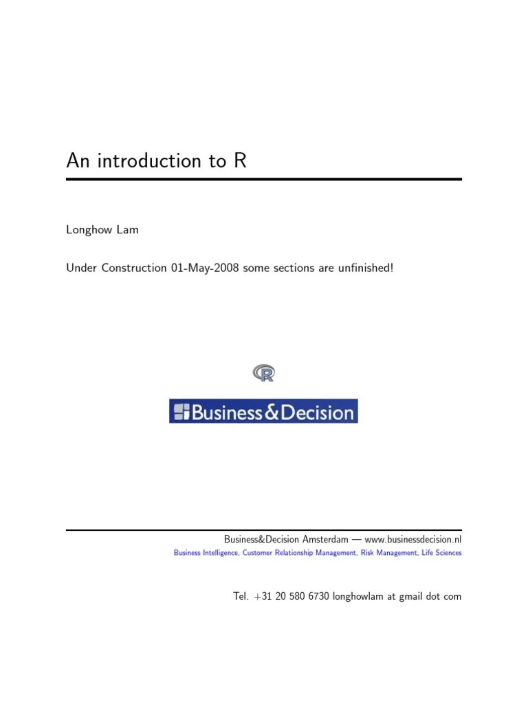 An Introduction To R | PDF | R (Programming Language) | Command Line ...