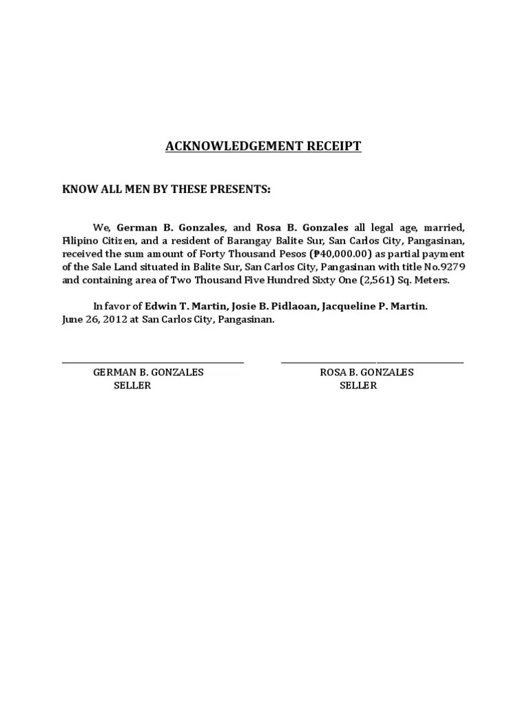 acknowledgement receipt pdf philippines southeast asia