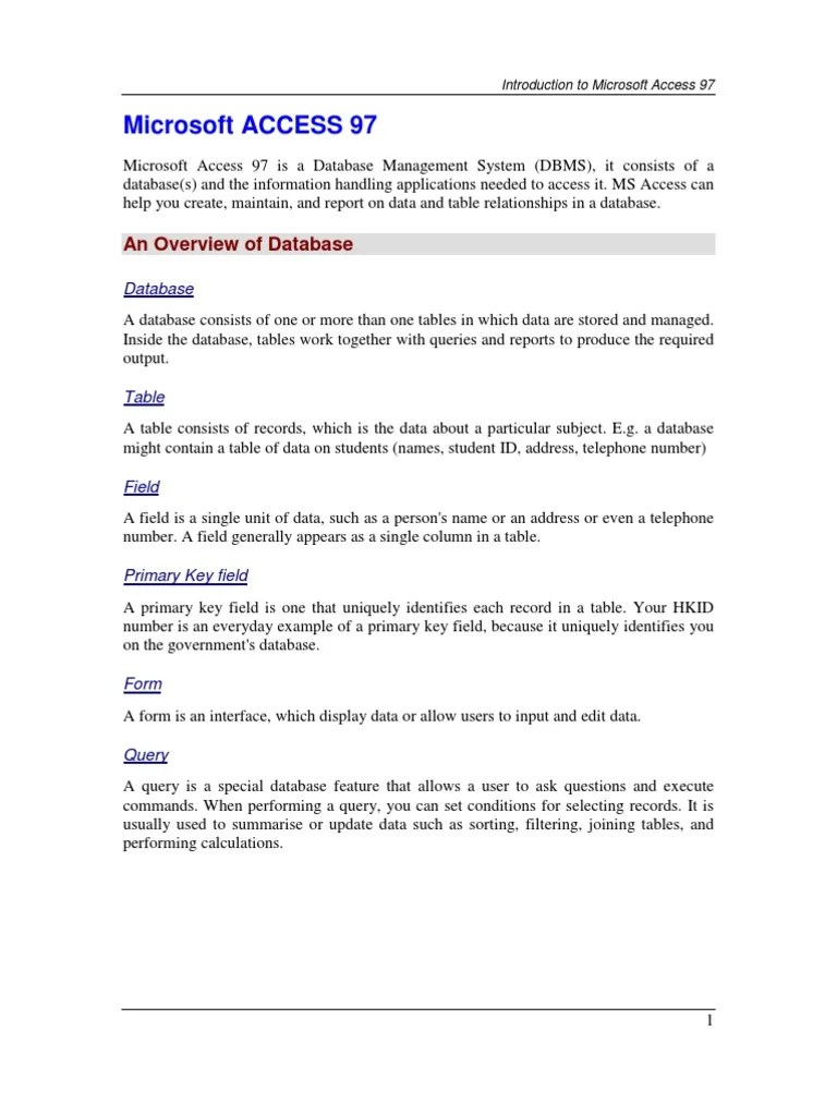 MS Access Tutorial | PDF | Microsoft Access | Databases