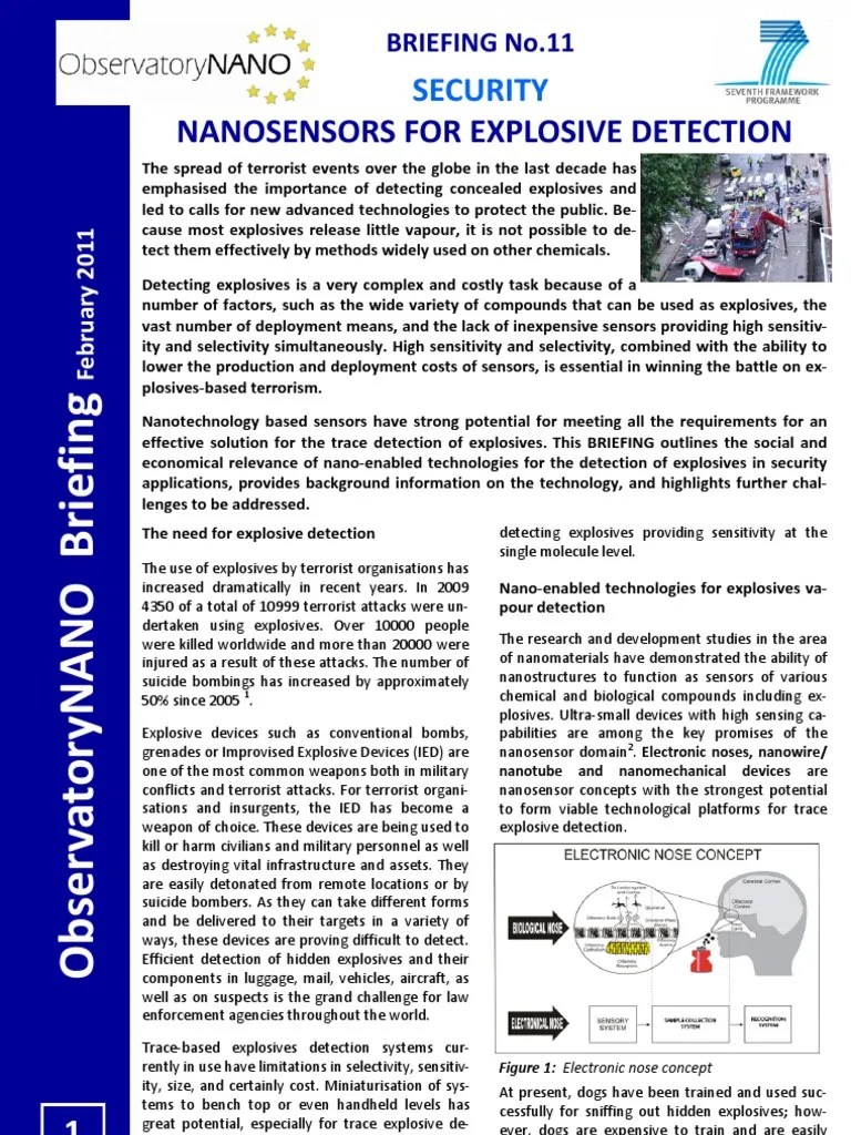 Nanosensors For Explosives Detection | PDF | Nanotechnology | Nanomaterials