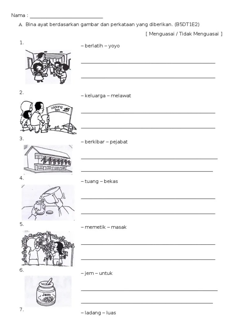 Latihan kemahiran bertutur bahasa inggeris (tahun 5). Latihan Bina Ayat Pdf