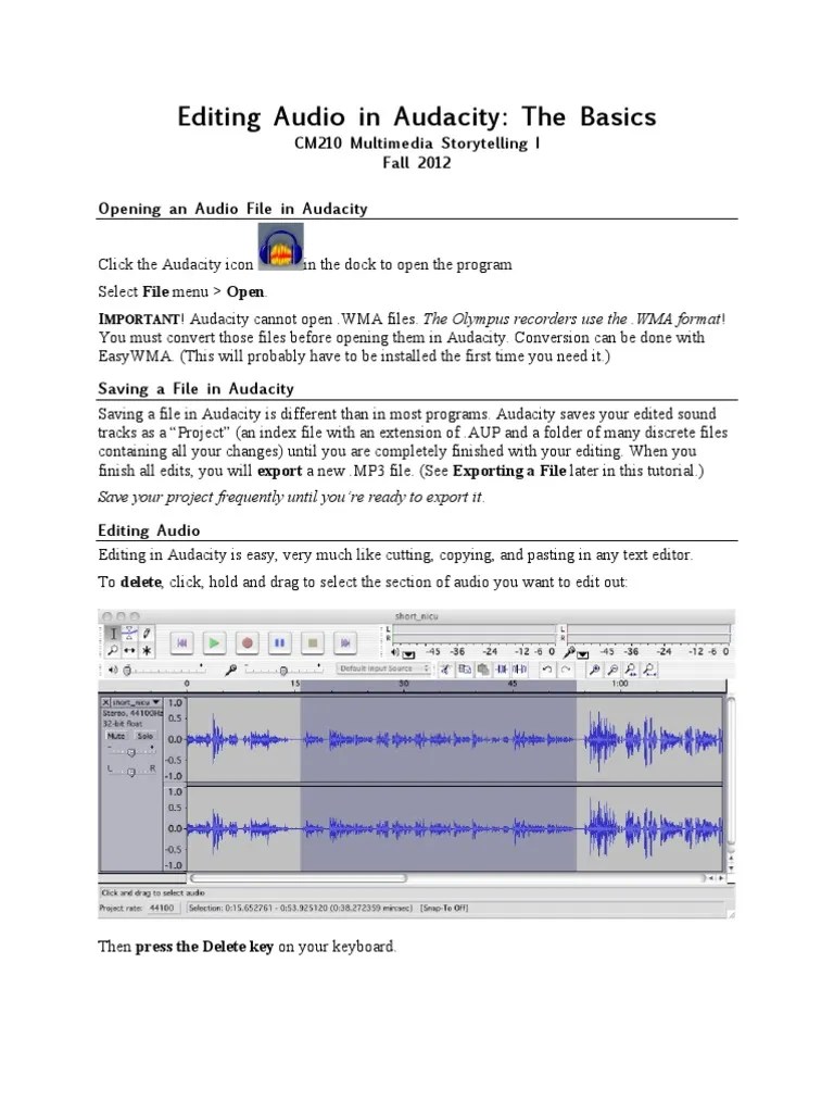 Editing Audio In Audacity: The Basics | PDF | Mp3 | Computer File