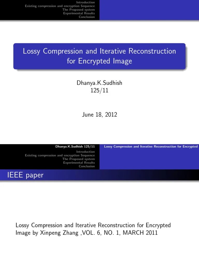 Lossy Compression And Iterative Reconstruction For Encrypted Image ...