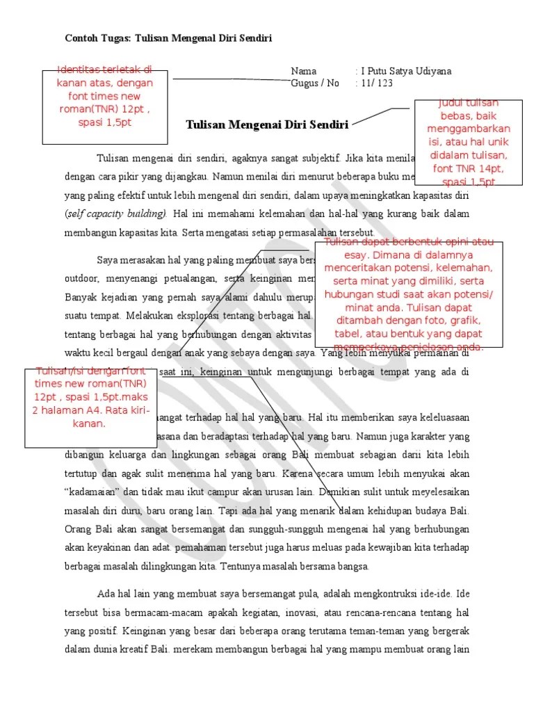 CONTOH Tugas Mengenal Diri | PDF