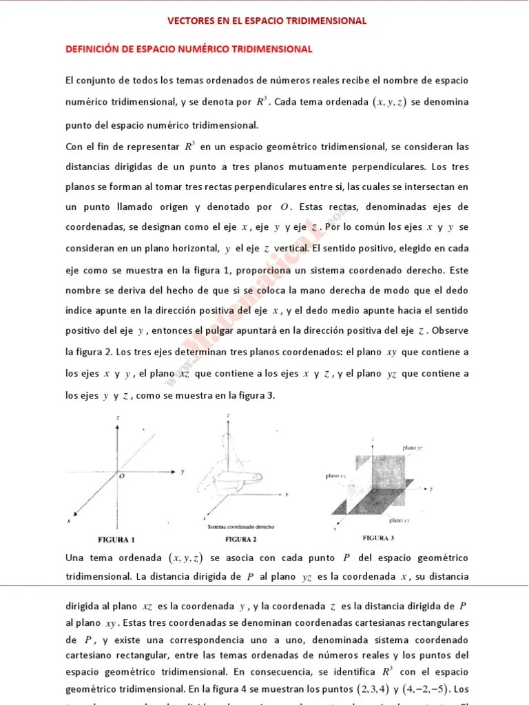 Vectores En El Espacio Tridimensional | PDF | Sistema De Coordenadas Cartesianas | Geometria Plana)
