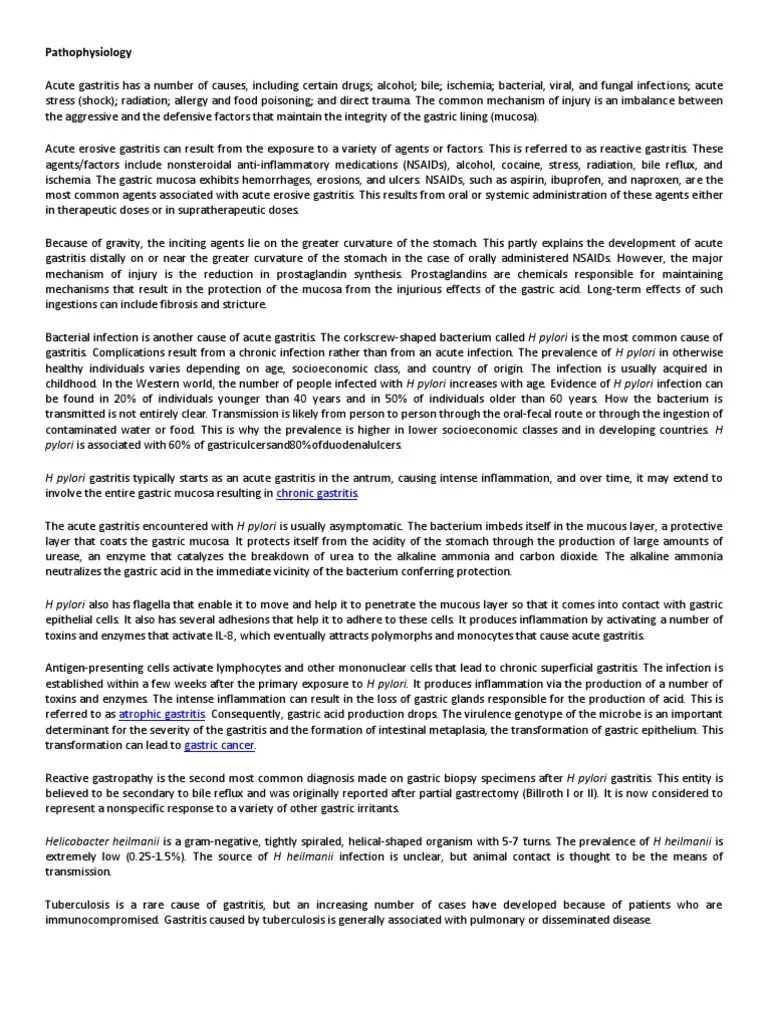 Pathophysiology Of Gastritis | PDF | Peptic Ulcer | Nonsteroidal Anti Inflammatory Drug