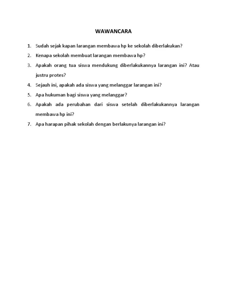 Pertanyaan Wawancara HP | PDF