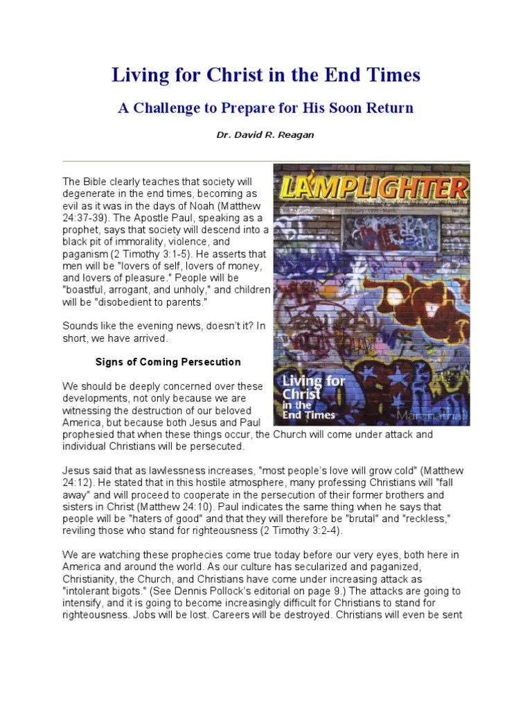 Living For Christ In The End Times | PDF | Deism | End Time