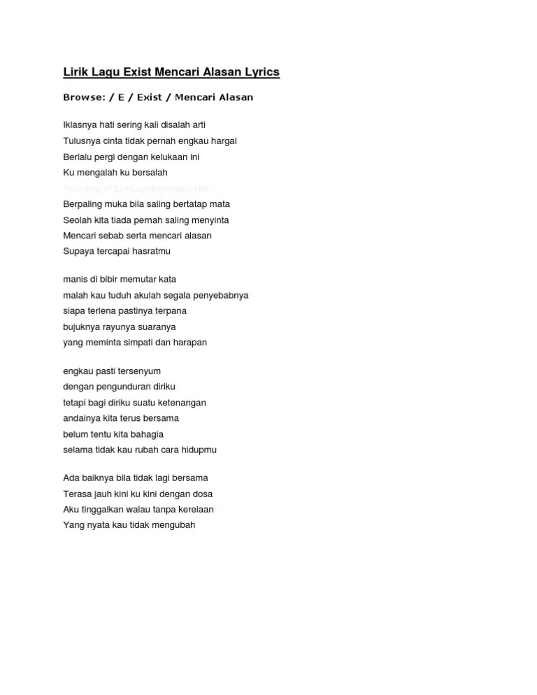 Lirik Lagu Kau Adalah Alasan