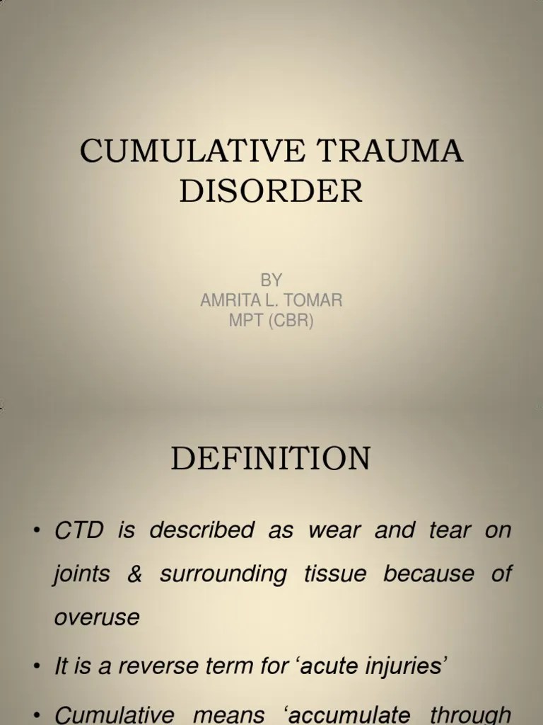 Cumulative Trauma Disorder | Musculoskeletal System | Medicine
