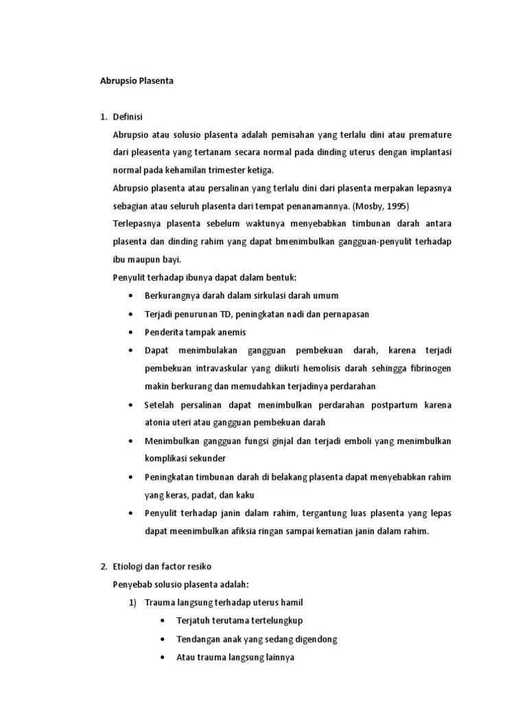 Abrupsio Plasenta | PDF