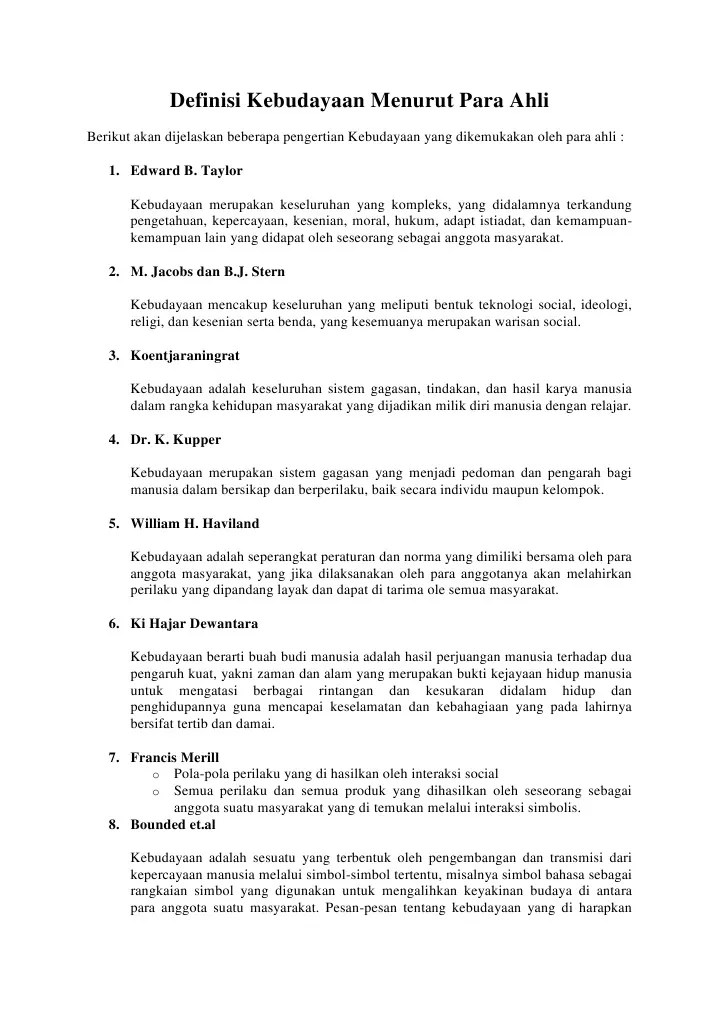 Definisi Kebudayaan Menurut Para Ahli - Berbagi Informasi