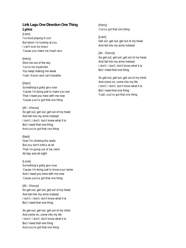 Lirik Lagu One Direction Gotta Be You – Mudah