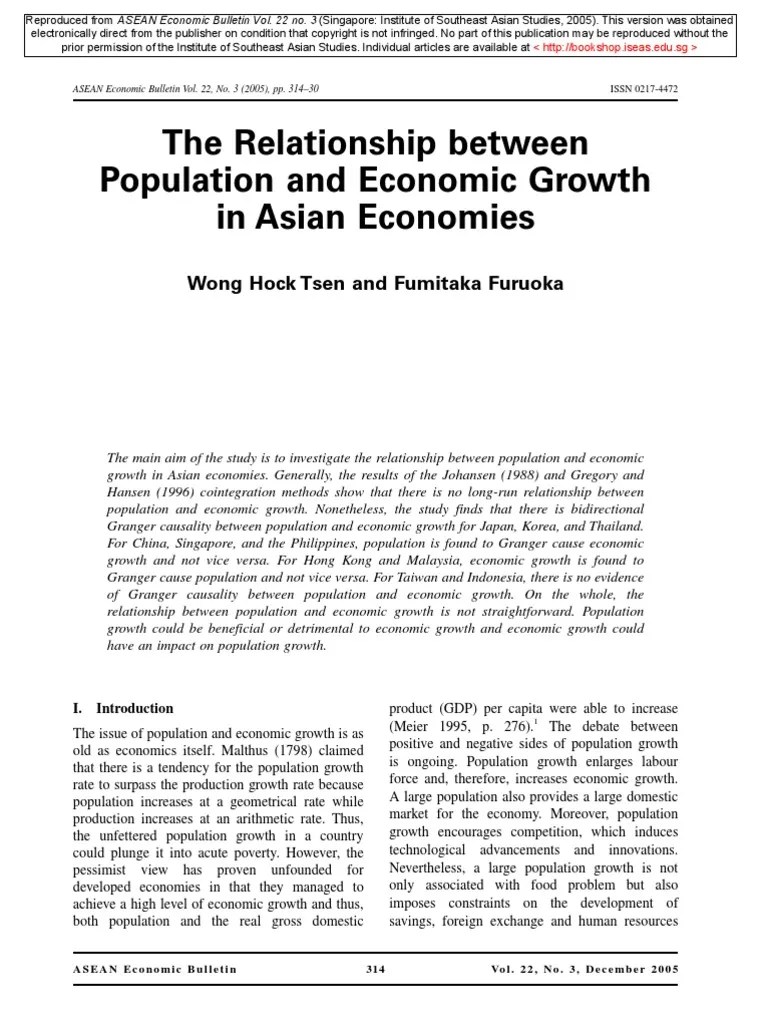 Population And Economic Growth In ASEAN Economies | PDF | Economic Growth | Human Capital
