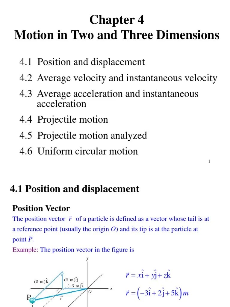 Chapter 4 Motion In Two And Three Dimensions | Acceleration | Velocity
