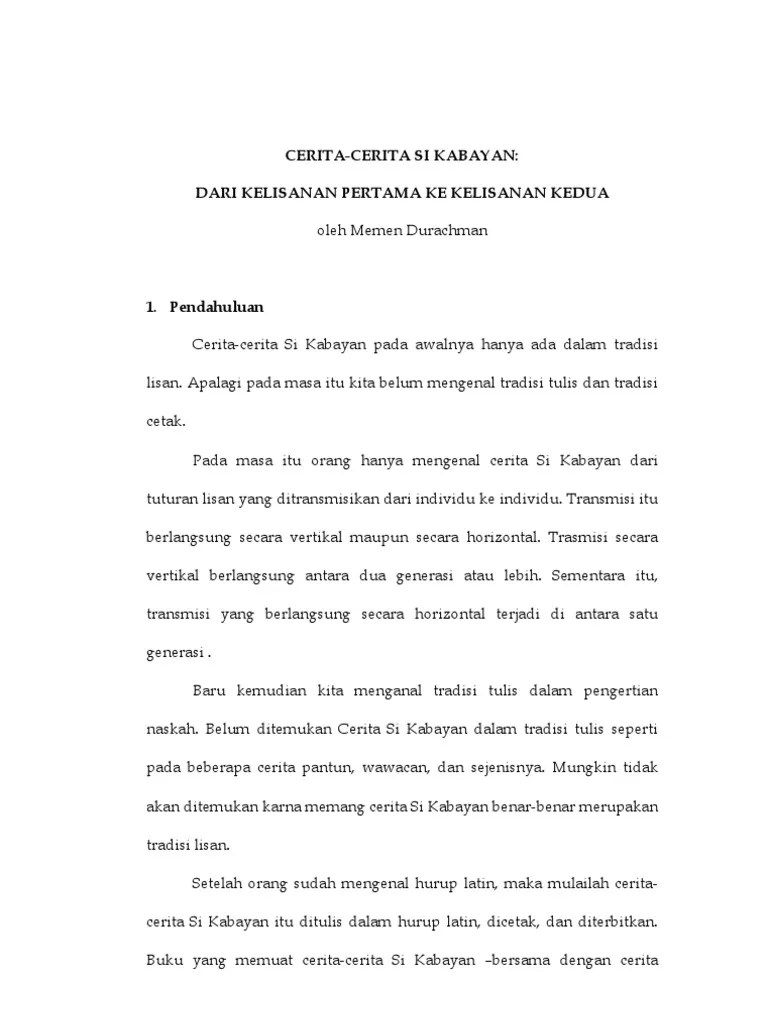 Singkat cerpen bahasa sunda si kabayan contoh pidato bahasa sunda . Cerita Cerita Si Kabayan Dari Kelisanan Pertama Ke Kelisanan Kedua Pdf