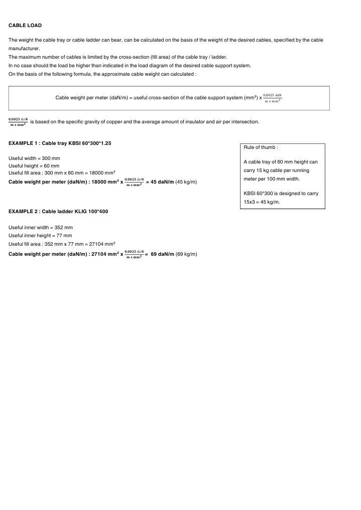 Cable Tray Load Calculation | PDF