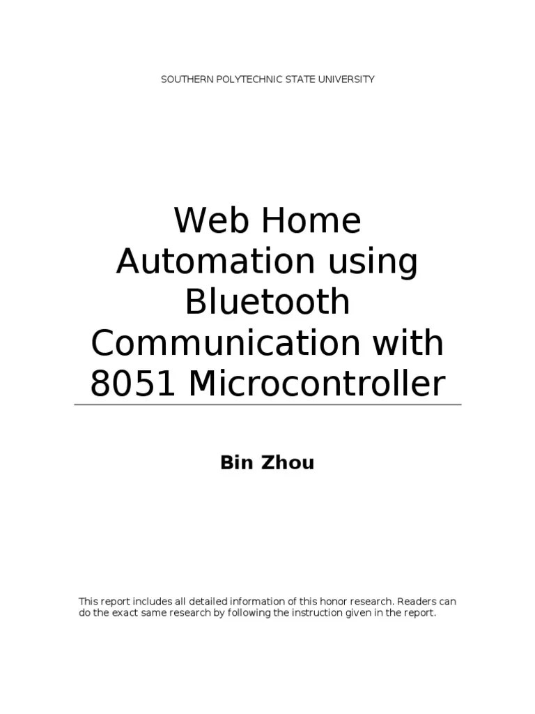 Web Home Automation Using Bluetooth Communication With 8051 ...