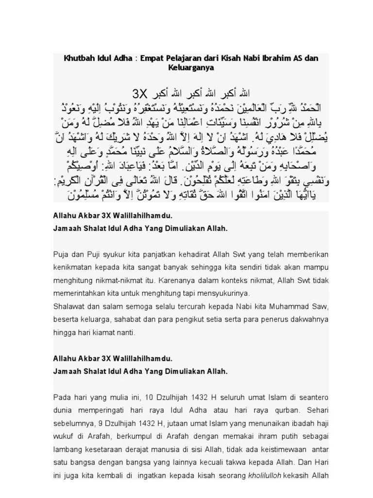 Khutbah Hari Raya Idul Adha Singkat