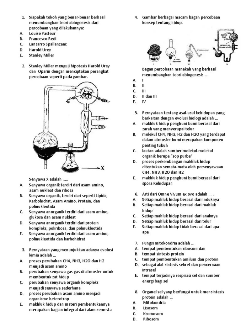Urutan Evolusi Kimia Menurut Stanley Miller – Sekali