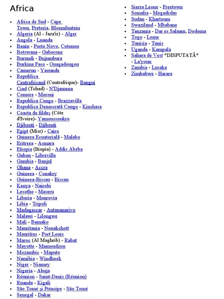 Toate Tarile Si Capitalele Lumii | PDF