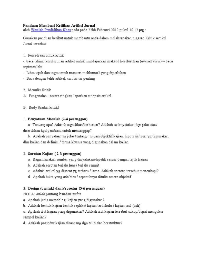 Panduan Membuat Kritikan Jurnal | PDF