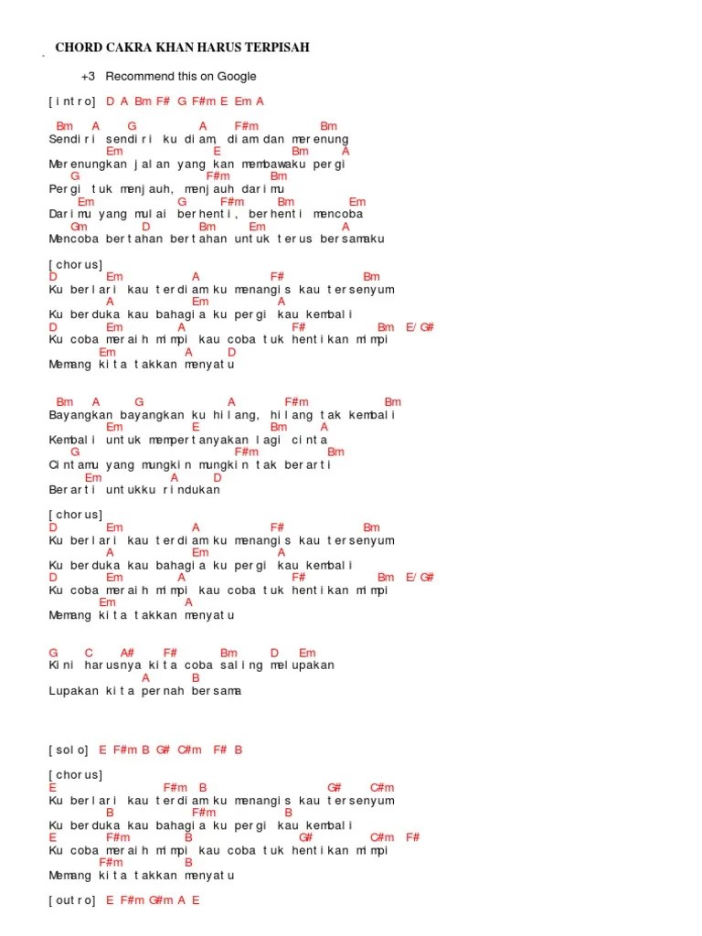 Chord Dan Lirik Lagu Cakra Khan Harus Terpisah Chord Zila Issuu Memang kita takkan menyatu.