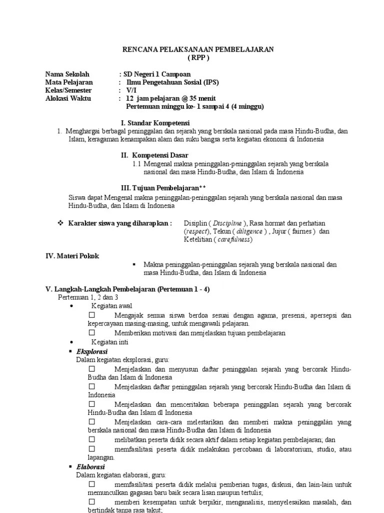 Ilmu pengetahuan sosial (ips) tema: Rpp Ips Sd Mi Kelas 5 Semester 1