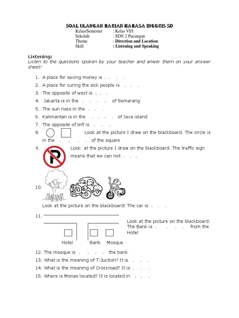 Contoh Soal Ulangan Bahasa Inggris Kelas 2 Sd Semester 2 – Berbagai Contoh