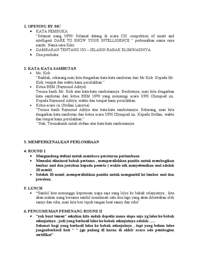 Mc Card Cue Card Conference Referensi Script Entrepreneurship Business Contoh cue card mc acara non formal terbaik.