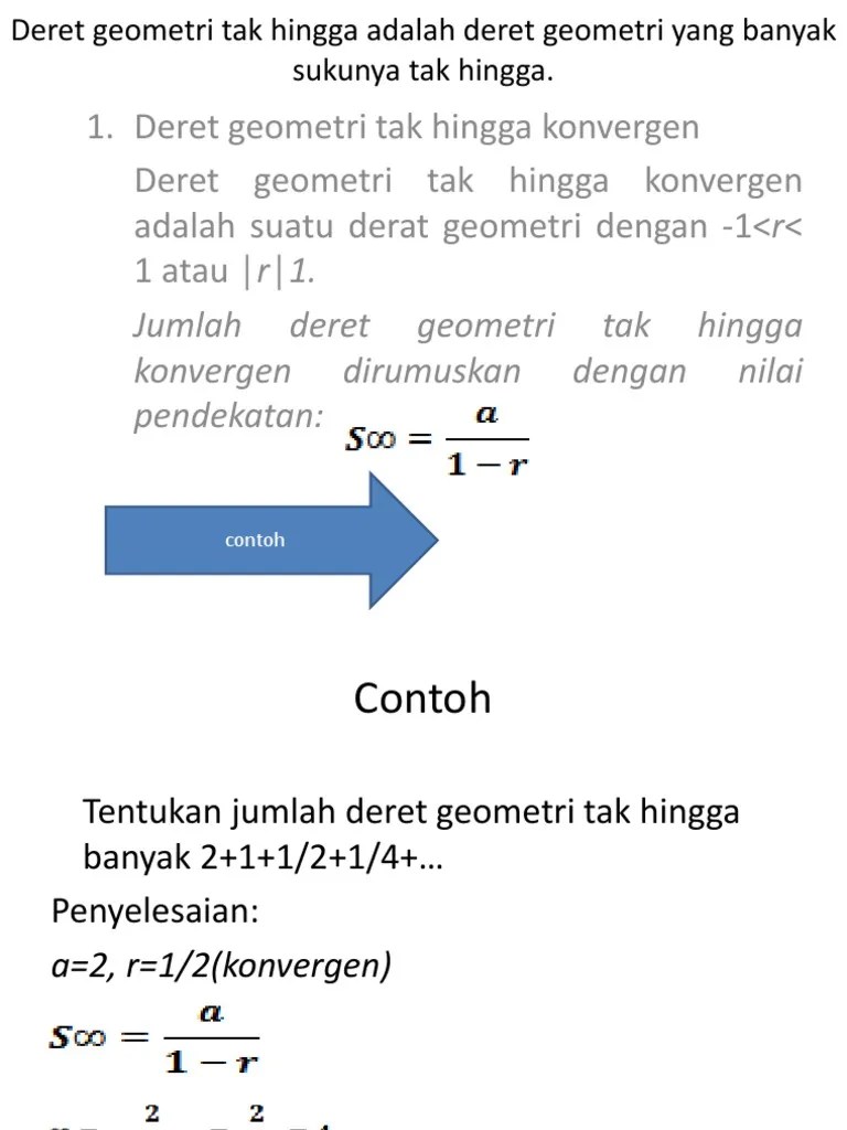Deret Geometri Tak Hingga Adalah Deret Geometri Yang | PDF