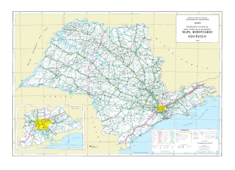 El mes más caliente (febrero) tiene una temperatura media de 22,5 °c, y el mes más frío. Sao Paulo - Mapa Rodoviário Completo | Transporte