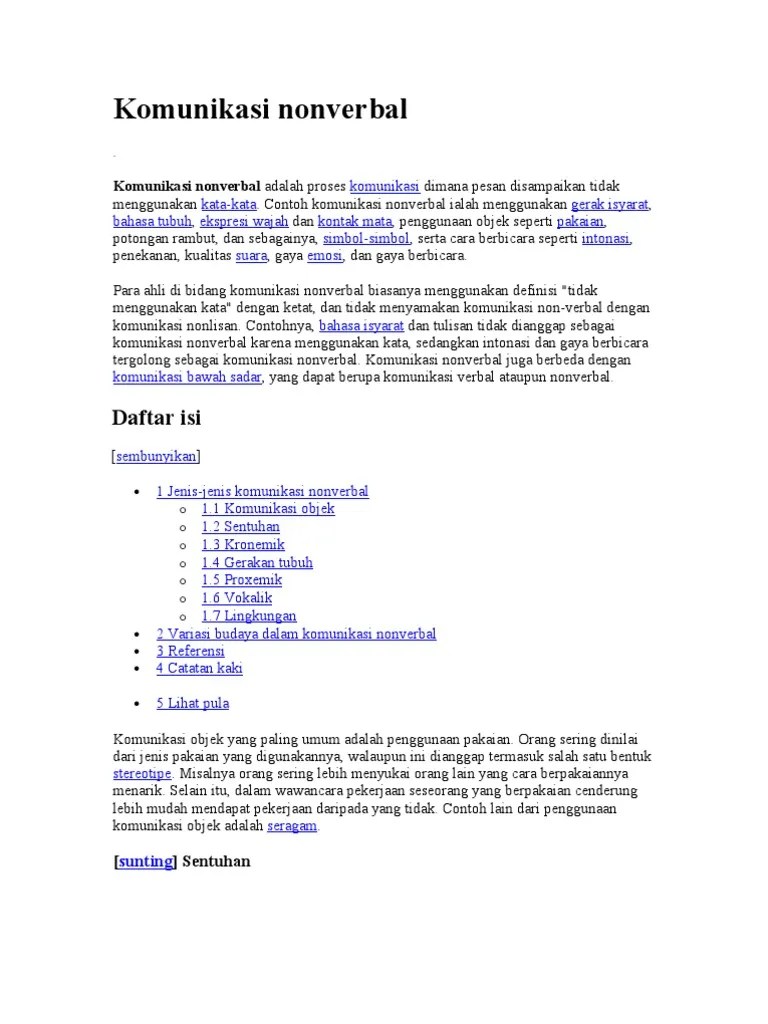 Berikan Contoh Komunikasi Verbal Dan Nonverbal
