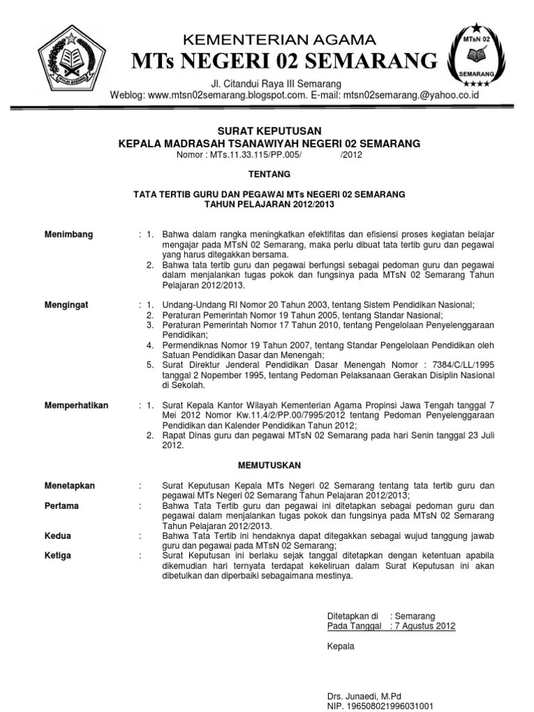 Di kabupaten kepulauan siau tagulandang biaro. Sk Tata Tertib Guru Dan Pegawai Pdf
