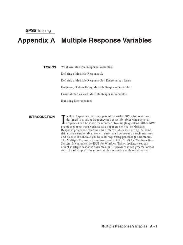 Multiple Response | PDF | Spss | Survey Methodology